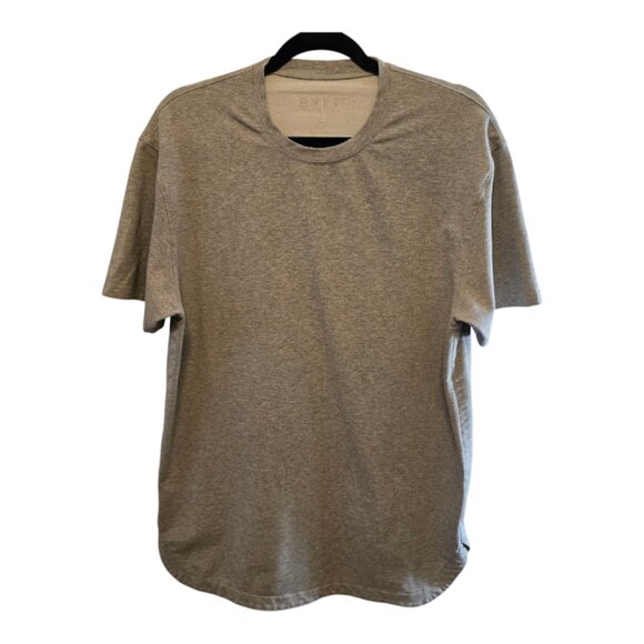 BYLT BASICS HEATHER GREY TUNIC ROUND NECKLINE SIZE LARGE COTTON BLEND SOFT - Picture 1 of 7